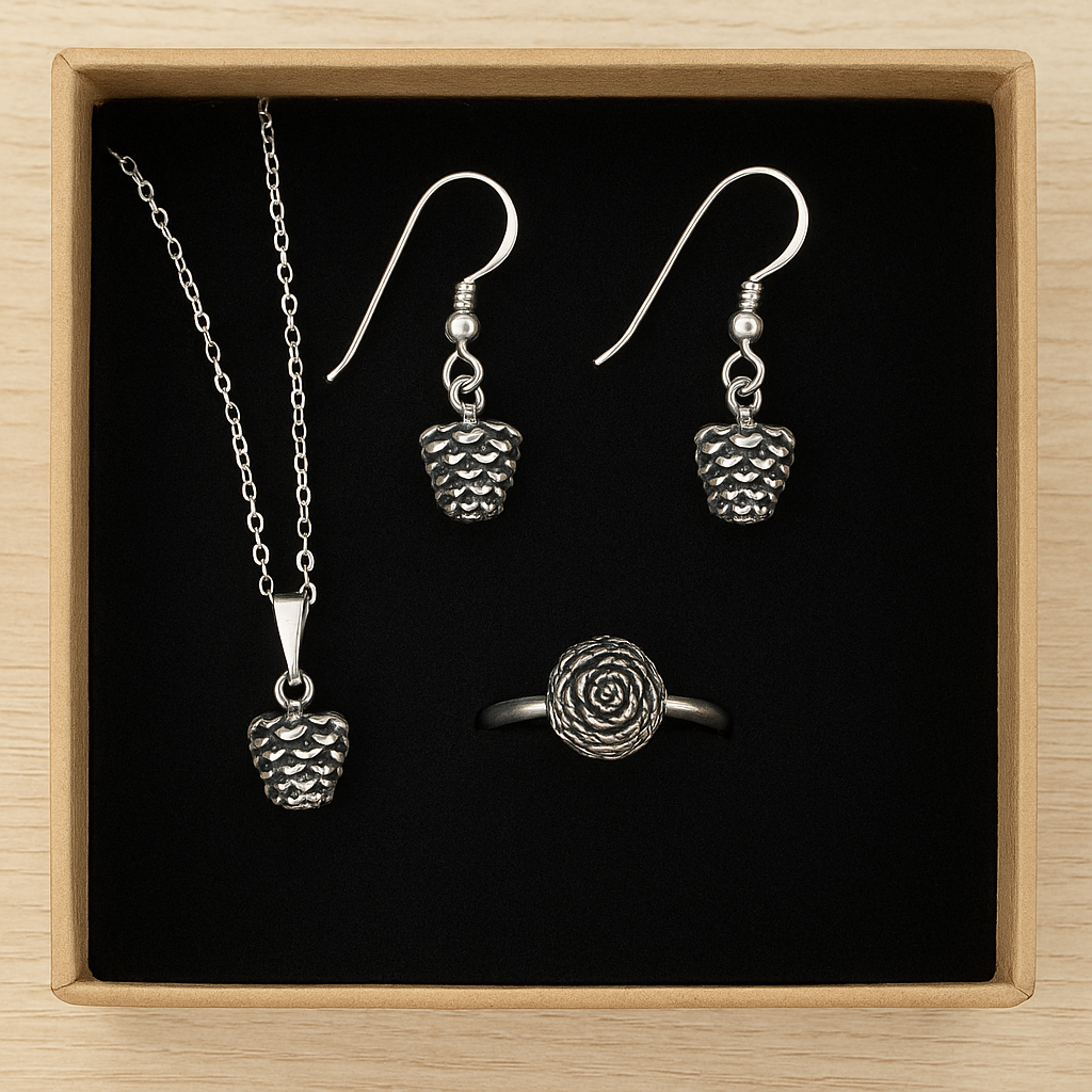 ARGENSIM- PINCLOS 🌲 Set (Pinecone Sterling Silver Jewelry Set)